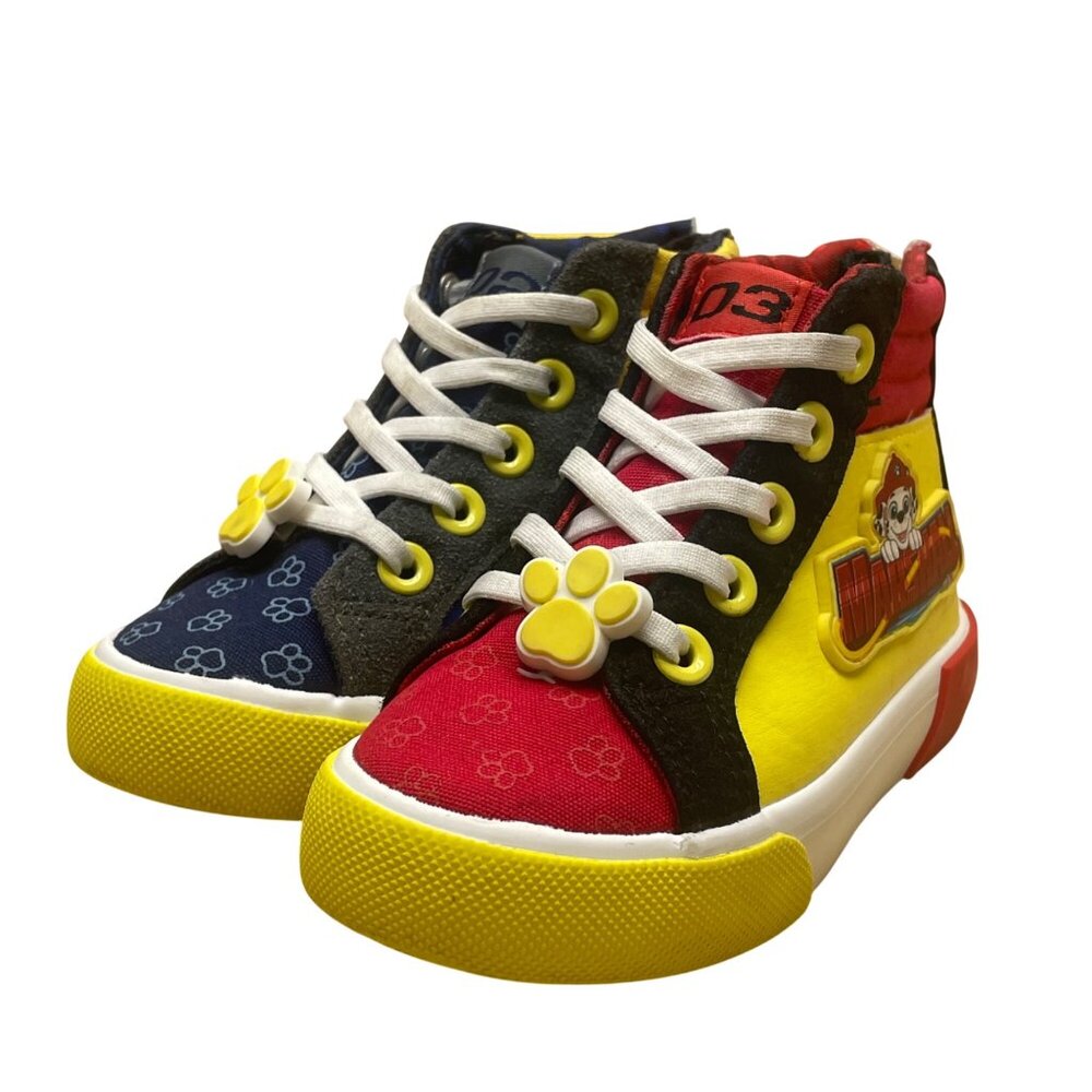 Paw Patrol Kids Yellow/Blue/Red Canvas Zip Up Closure High Top Sneakers Size 7 - Picture 3 of 10